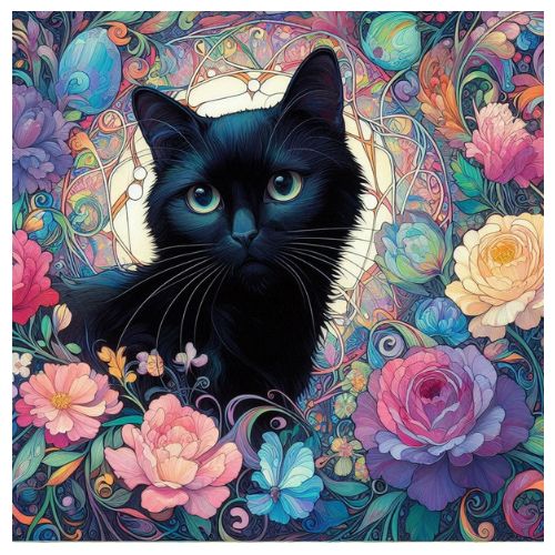Black Cat Ceramic Coaster Set 4