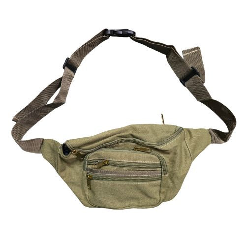 Khaki Canvas Belt Bag - Large