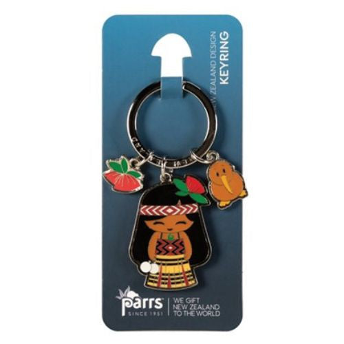 Maori Girl Keyring with Charms