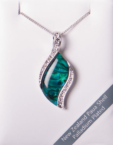 Crystal Leaf Palladium Silver Pendant