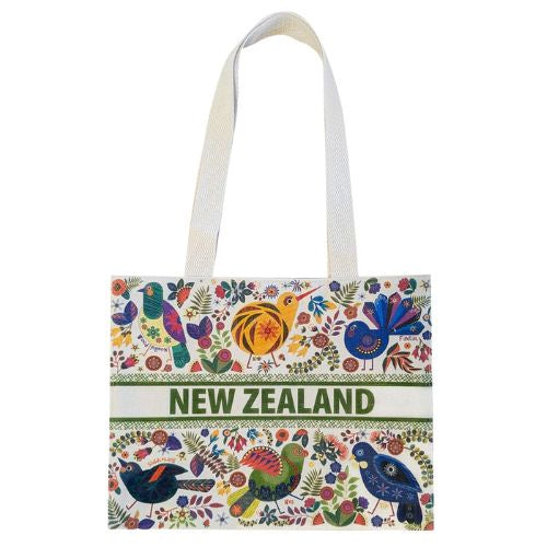 Retro Birds Cotton Bag with Gusset