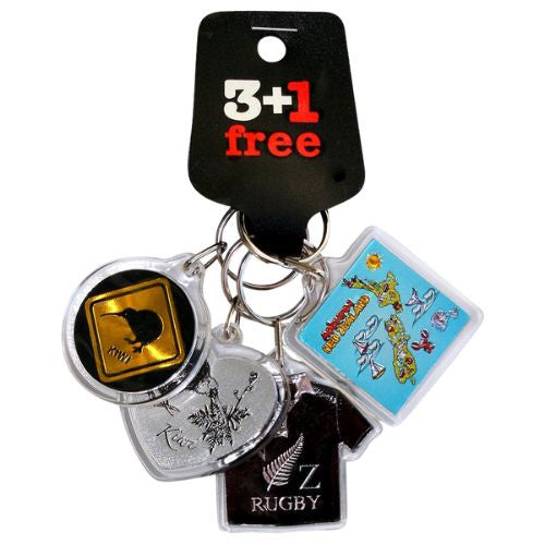 Rugby Shirt Acrylic Foil Assorted Keyring - 4pc