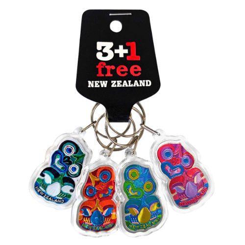 NZ Tiki Acrylic Foil Keyring - 4pc