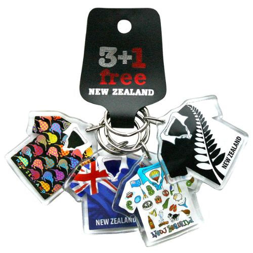 NZ T-Shirt Acrylic Keyring - 4pc
