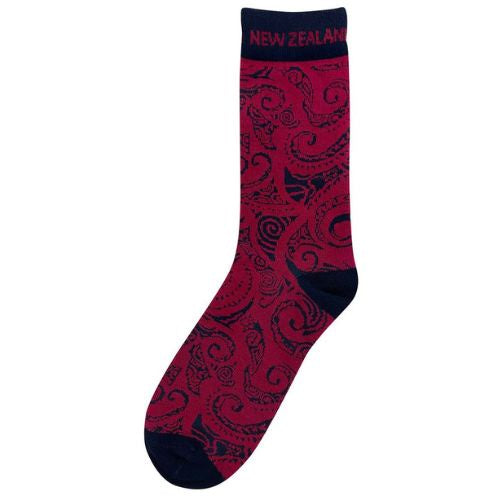 Tattoo Bamboo Socks - Burgandy