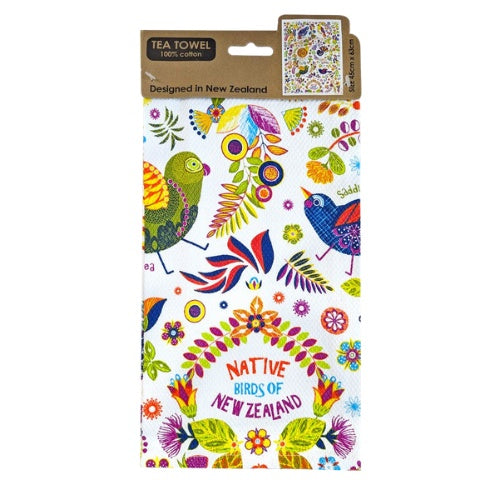 Retro Birds Diamond Tea Towel