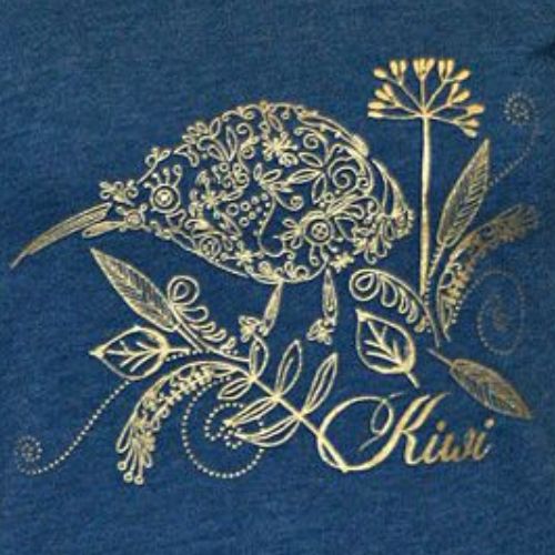 Adults Ladies Sea To Sky Gold Kiwi - Navy Marl