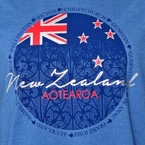 Adults Sea To Sky Aotearoa Circle Tee - Mid Blue