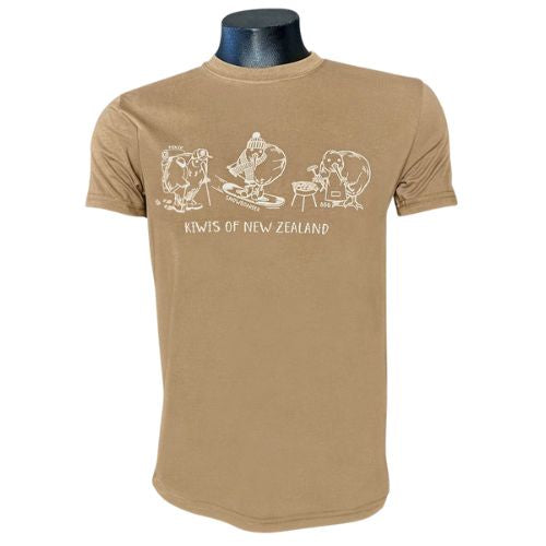 Adults Kiwis of NZ Tee Shirt - Taupe