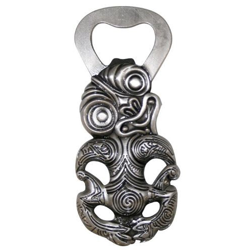 Whakairo Tiki Bottle Opener Magnet - Pewter