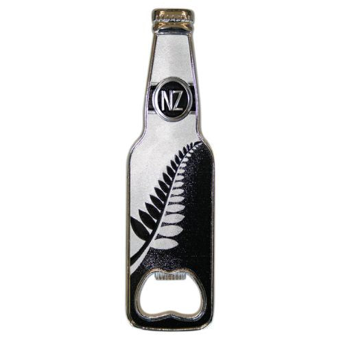 Black & White Fern Bottle Opener Bottle Shaped Magnet