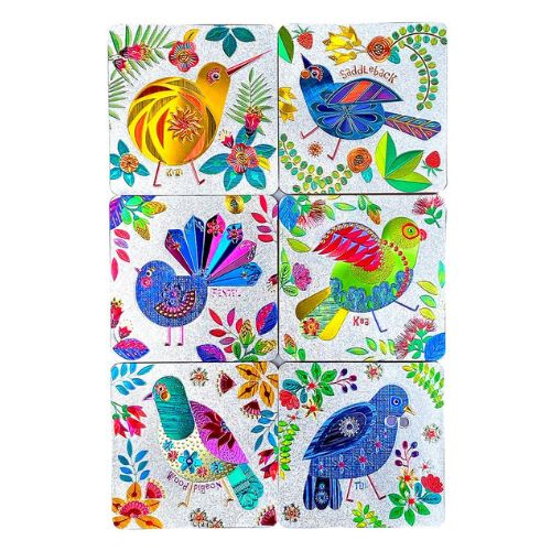 Retro Birds Foil Coaster - 6pc