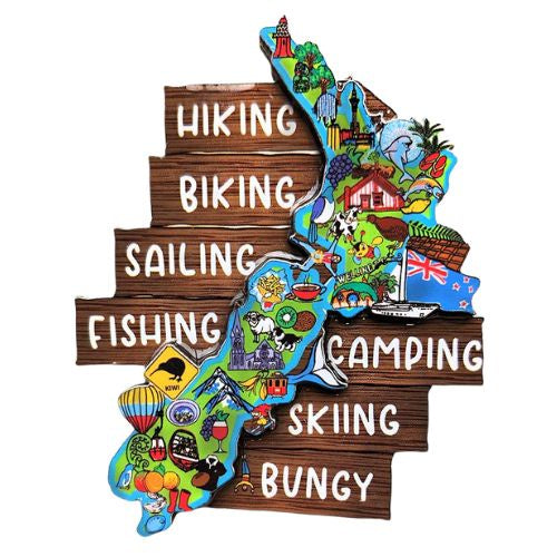 NZ Map with Activities Magnet