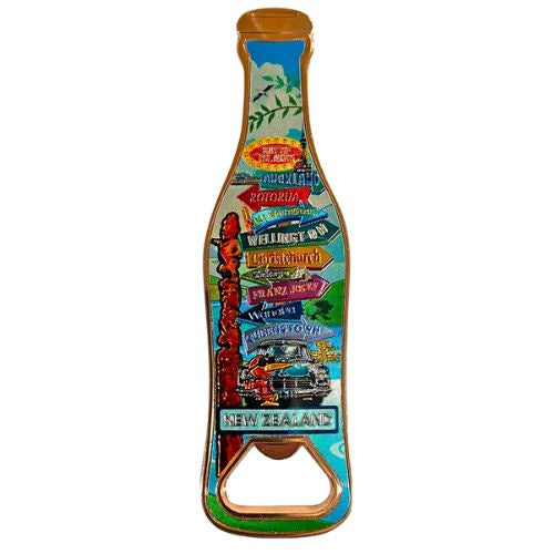 NZ Signs Bottle Opener Bottle Shaped Magnet