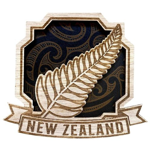 NZ Fern Wood Laser Magnet