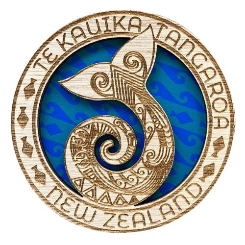NZ Whale Tail Wood Laser Magnet