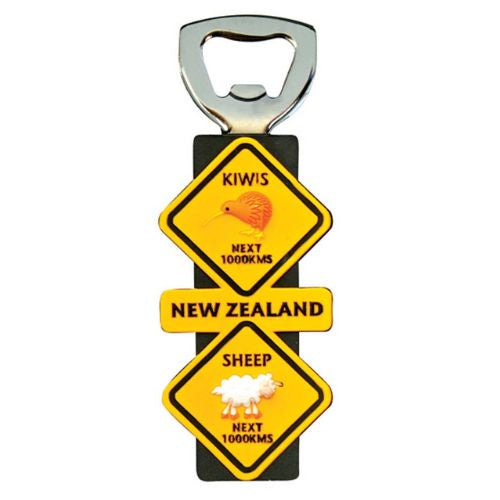 Roadsign Bottle Opener Magnet