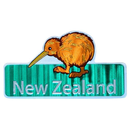 New Zealand Kiwi Green Road Sign Foil Magnet
