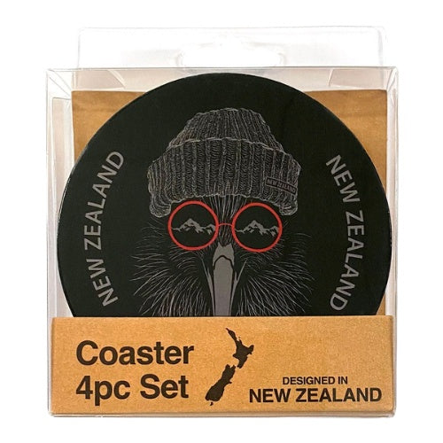 Beanie Kiwi Circle Coaster 4pk