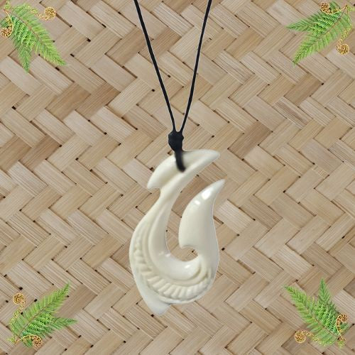 Bone Hook Engraved Pendant - 63mm