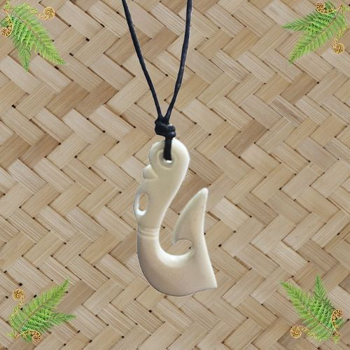 Bone Hook Engraved Pendant - 65mm