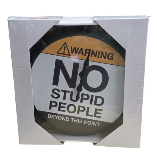 Warning No Stupid People Bottle Cap Clock