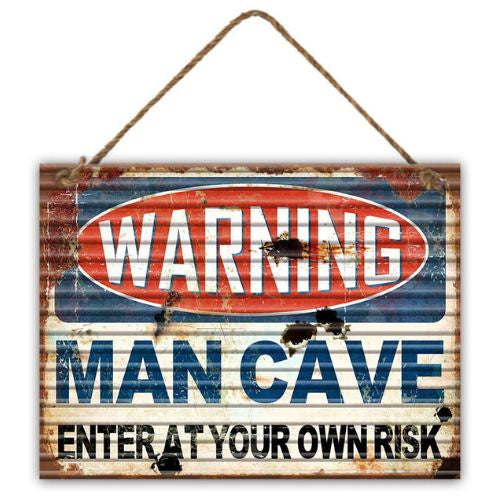 Warning Enter At Own Risk Tin Sign