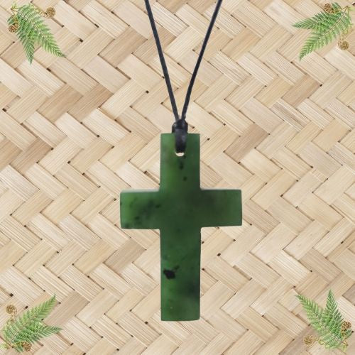 NZ Greenstone Cross Pendant - 40mm