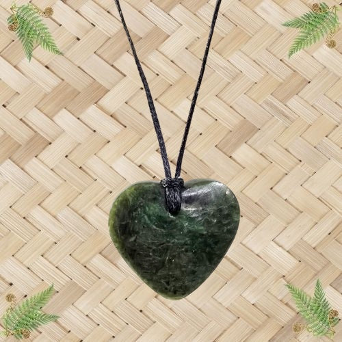 NZ Greenstone Heart Pendant - 35mm