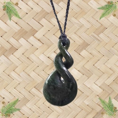 NZ Greenstone Double Twist Pendant - 60mm