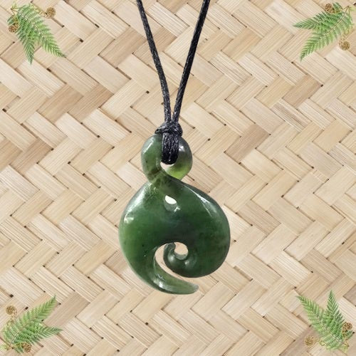 NZ Greenstone Twist Koru Pendant - 33mm