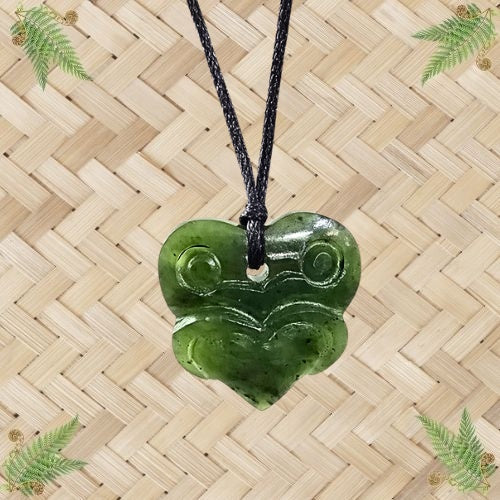 NZ Greenstone Tiki Mask Pendant - 30mm