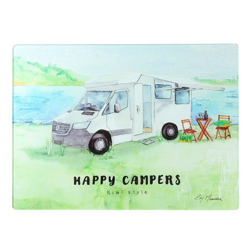 Happy Camper Campervan Glass Placemat