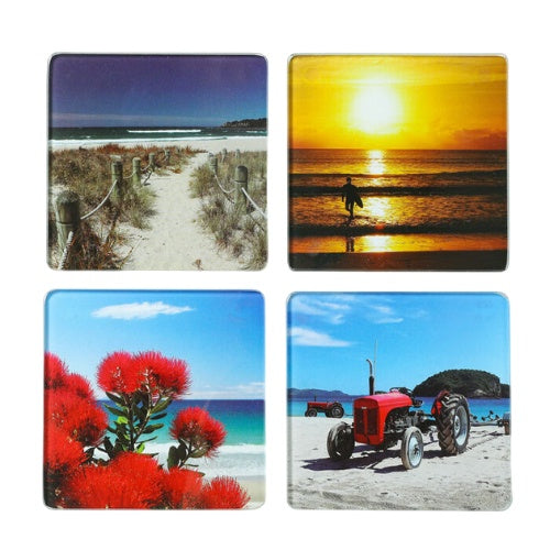 NZ Beach Scenes Coasters Set 4