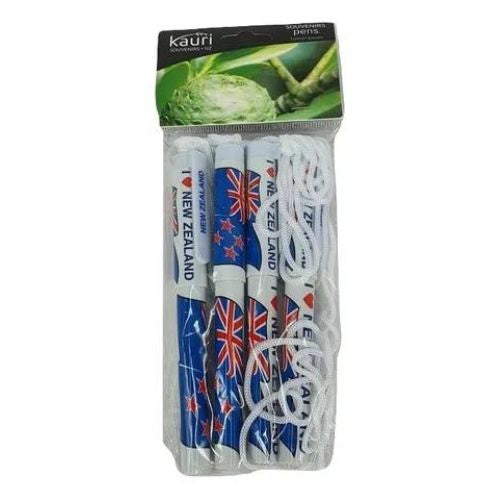 NZ Flag I Love NZ Pen on Rope - 4pc