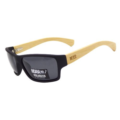 Moana Road Sunglasses, Tradies Black with Wood Arms