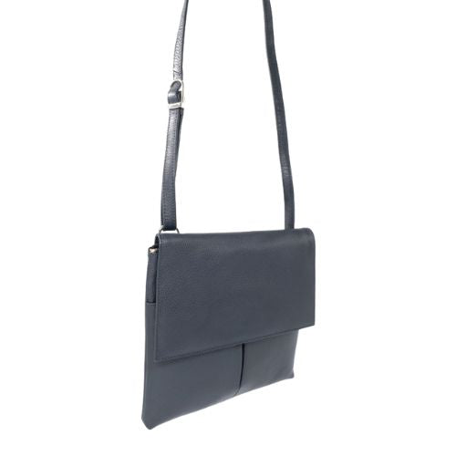Ladies Leather Verona Handbag Bag - Navy