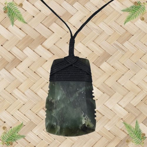NZ Greenstone Toki Pendant with Notches - 45mm