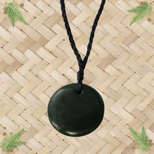 NZ Greenstone Disc Pendant - 27mm