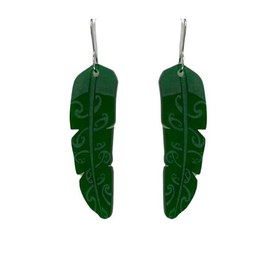 Te Raukura Earrings - Green - Large
