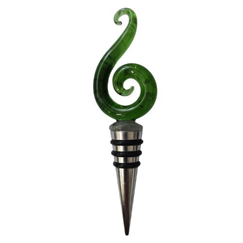 Glass Wine Bottle Stopper - Spiral - Green