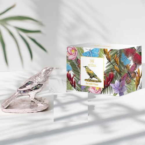 Silver Tui with Paua