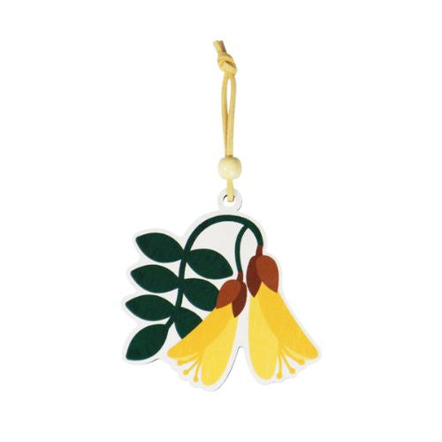NZ Kowhai Wooden Hanging Ornament