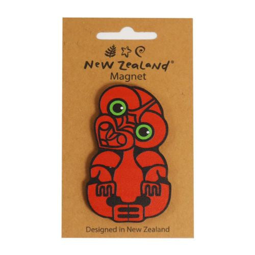 NZ Tiki Wooden Magnet - Red