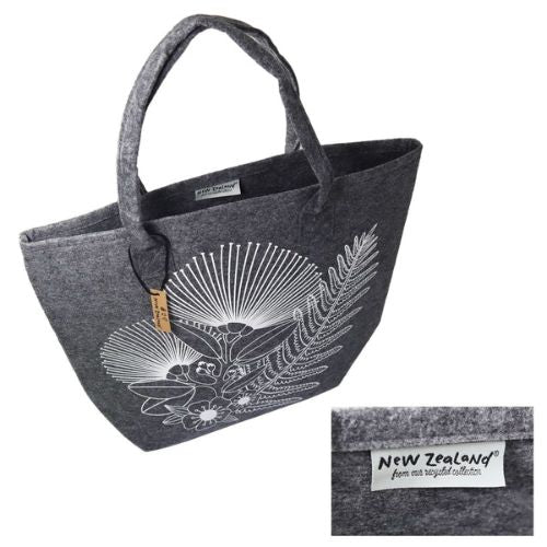 NZ Flower Felt Grey Tote Bag Large