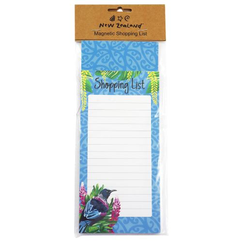 NZ Tūī Floral Magnetic Shopping List