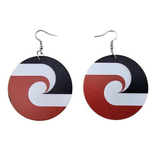 NZ Māori Flag Round Earrings