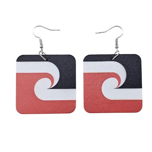 NZ Māori Flag Square Earrings