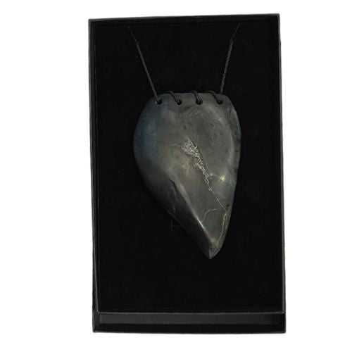 NZ Greenstone Whale Tooth Pendant - 115mm