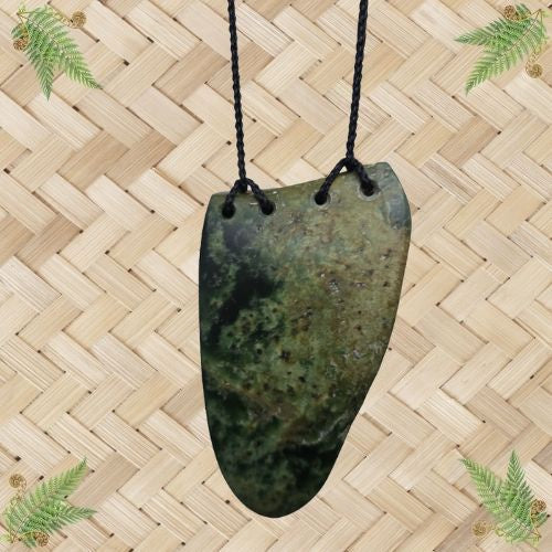 NZ Greenstone Whale Tooth Pendant - 112mm